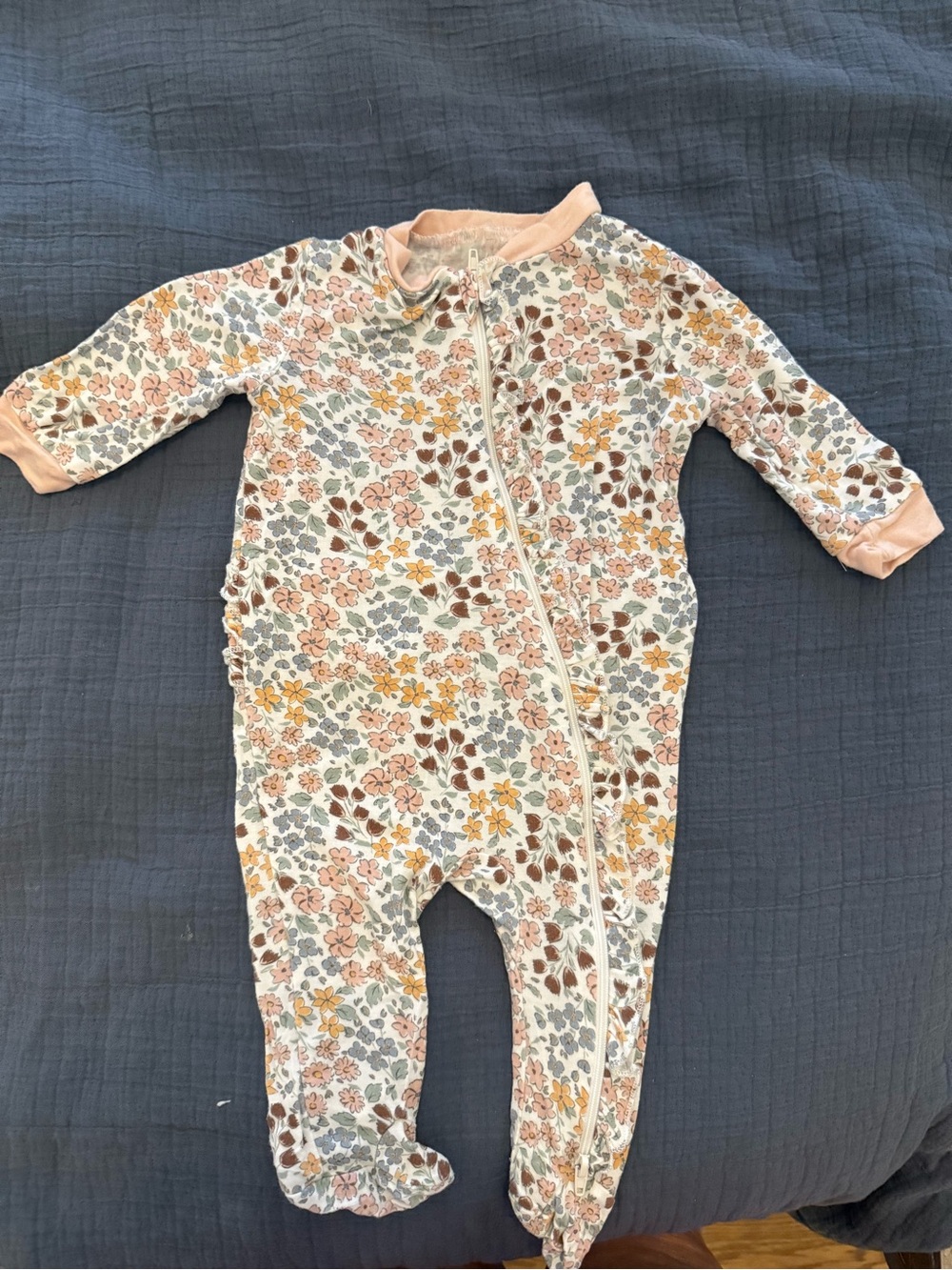 Floral Footed Baby One-Piece in Blush Multi